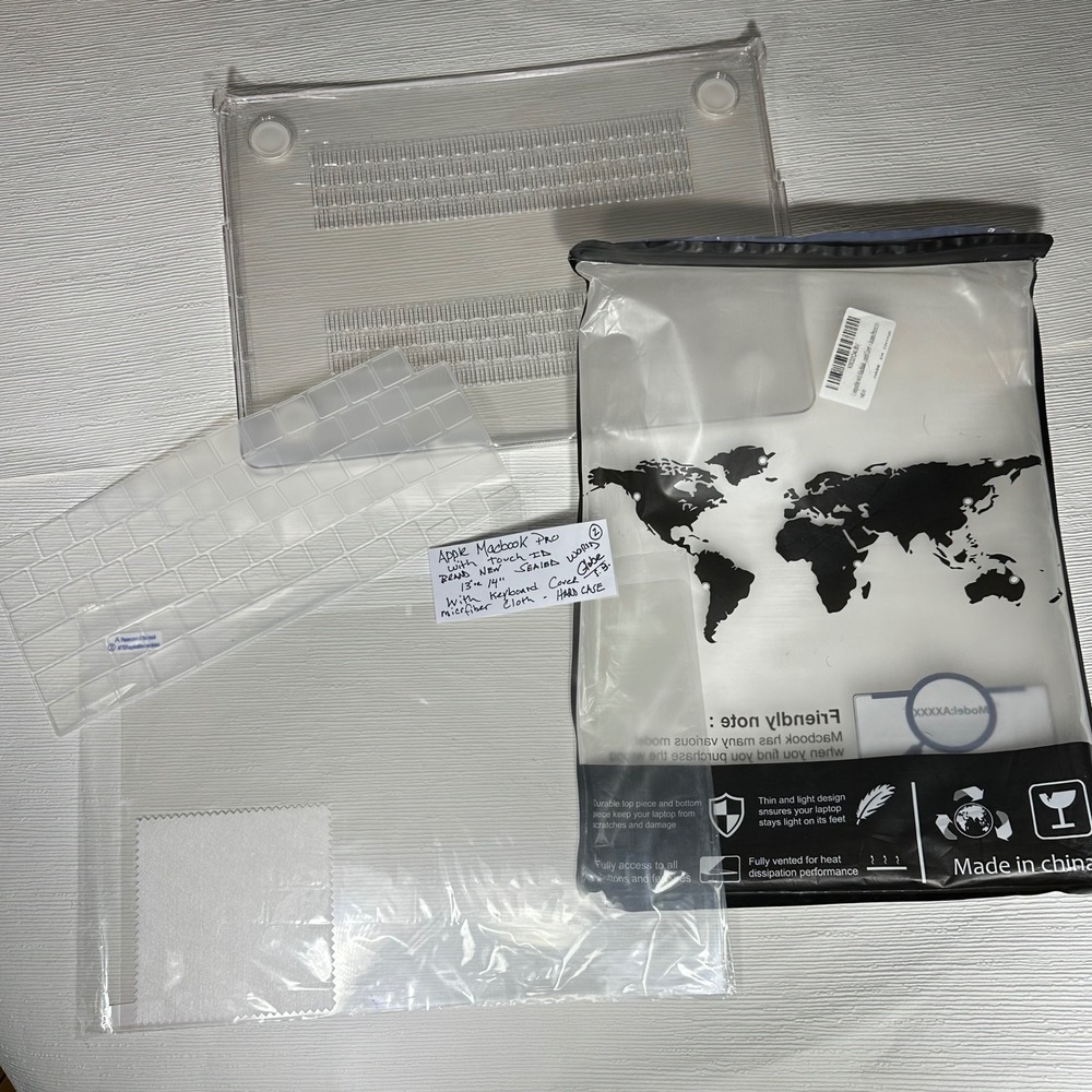 Clear World Globe Sparkle Case for Apple MacBook 13 14 inch Keyboard Cover Bundl